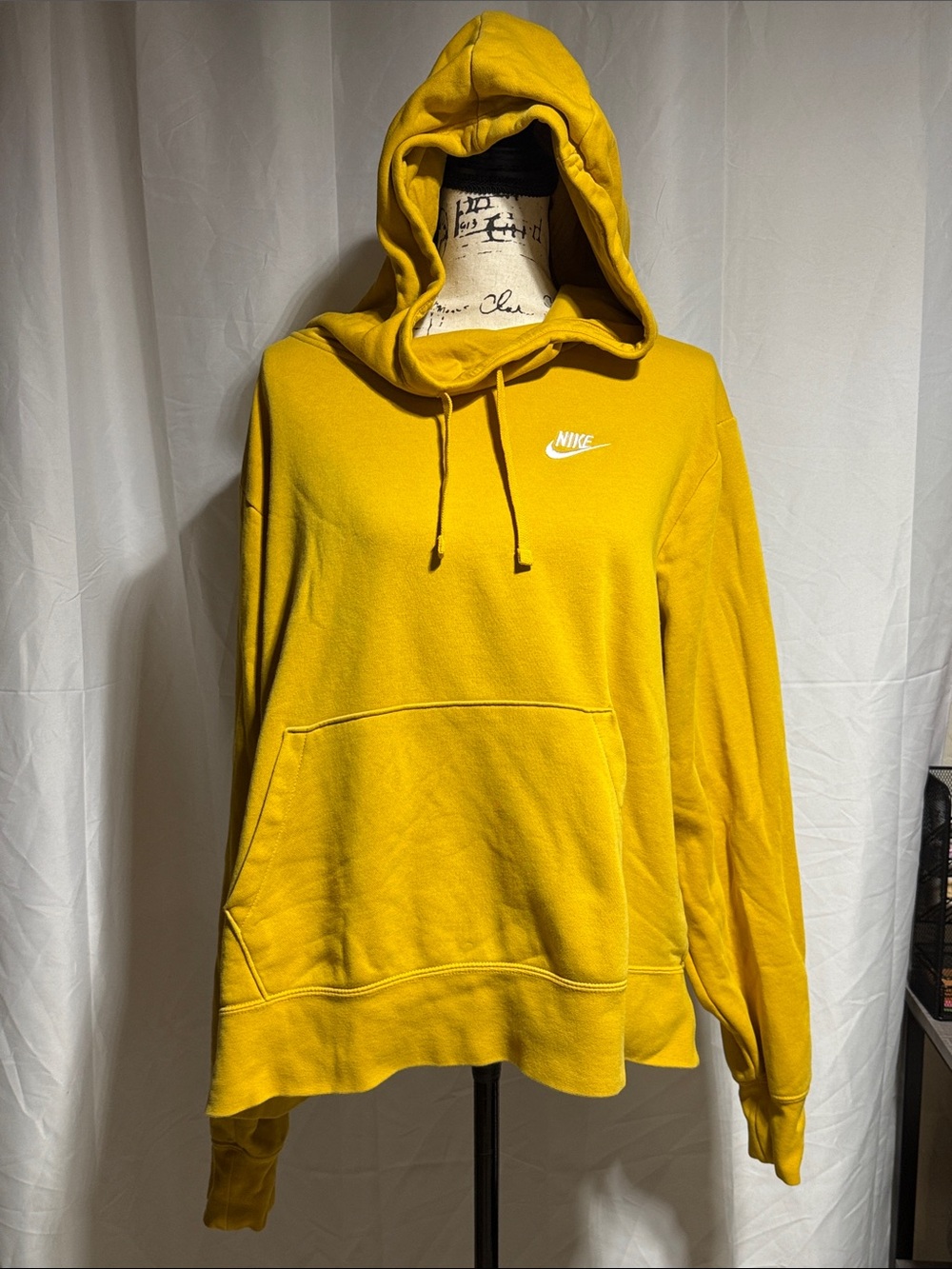 Nike Bright Yellow Pullover Hoodie with White Swoosh